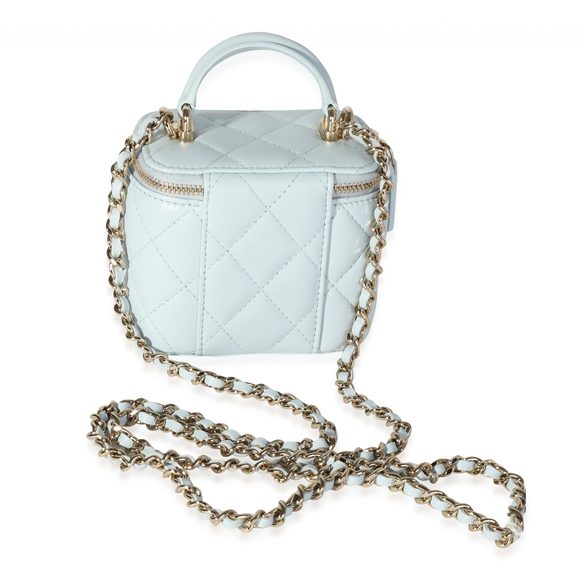 Chanel Light Blue Quilted Lambskin Mini Vanity - Picture 3 of 8